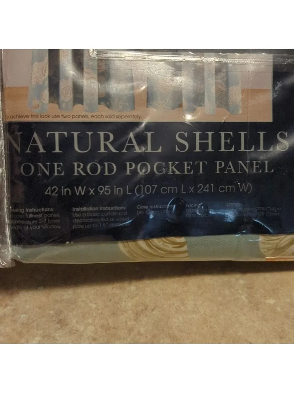 Shells Rod Pocket Panel Curtain 95 Inch Beach House Summer